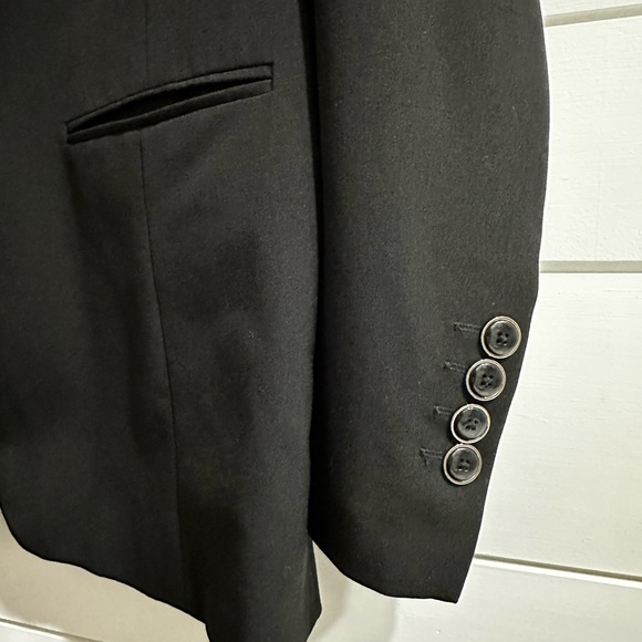 Rafaella One Button Blazer Jacket Size 14 Black Womens Shoulder Pads - Picture 7 of 11